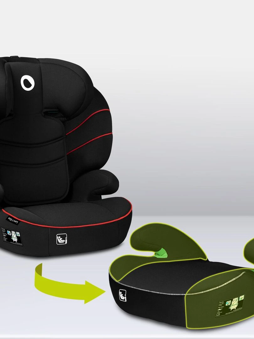 LIONELO Lars i Size Siège auto bébé évolutif Groupe 2 3 Noir/Rouge Noir Rouge