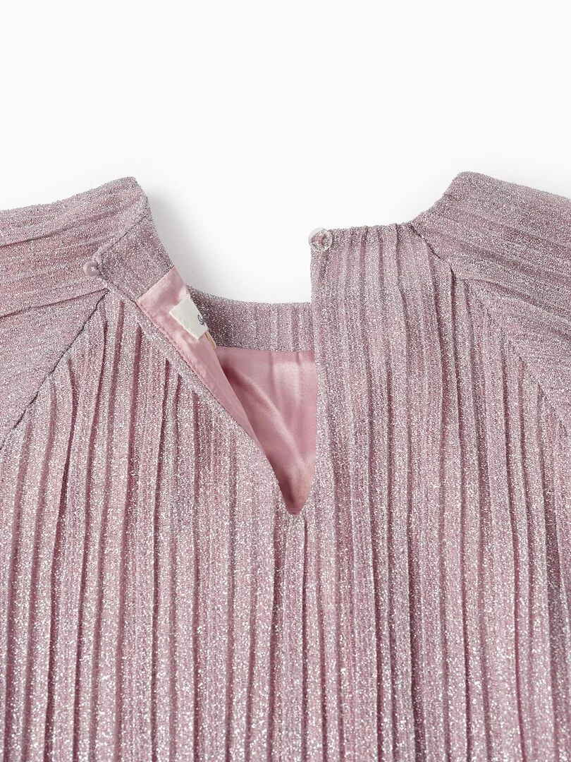 Robe Plissée et en Lurex pour Fille manches courtes LETS PARTY   Bleu foncé
