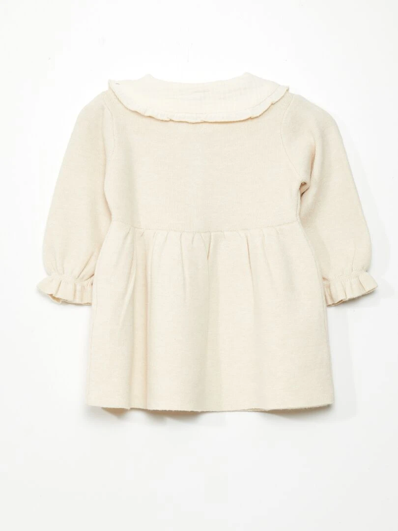 Robe en maille légère avec col claudine Beige