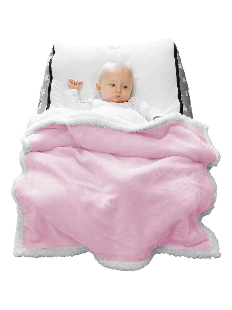 Lot de 5 couvertures  plaids polaires pour bébé en flanelle et sherpa ultra doux   Monsieur Bébé   Rose
