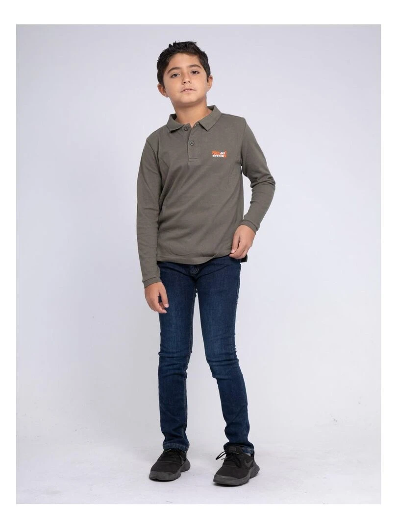 Polo manches longues pur coton PODRICK J   Kaki