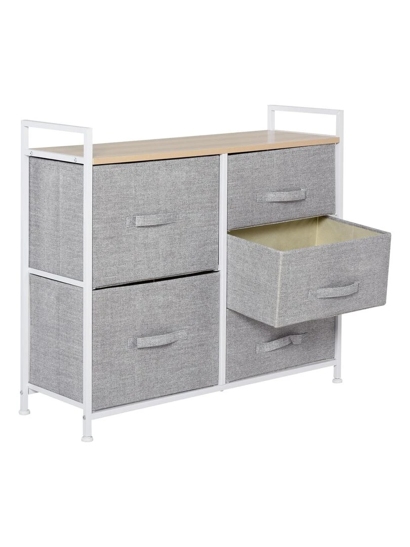 Commode Meuble de Rangement 5 Tiroirs Amovibles pour Chambre Salon Cuisine 83 x 29 x 77 cm Gris   Gris