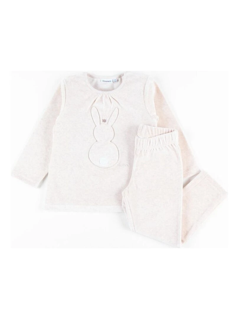 Pyjama 2 pièces lapin en velours  chiné   Noukie's   Beige