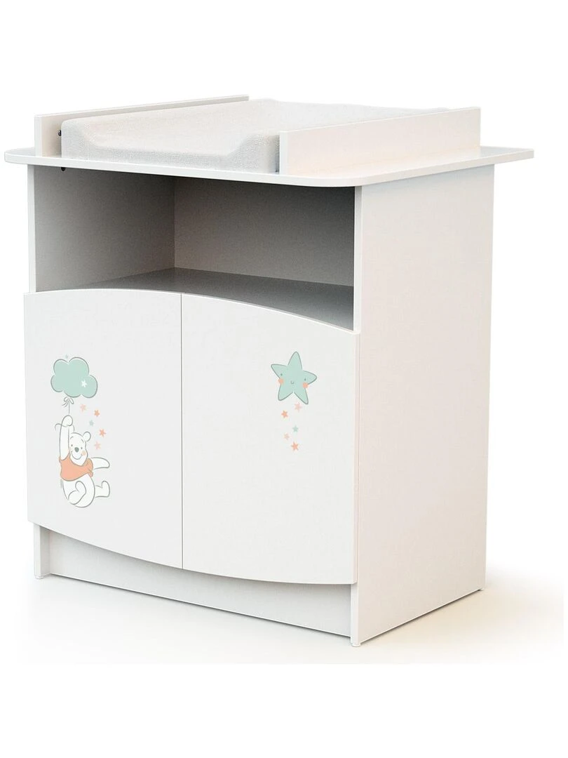AT4    Chambre bébé lit et commode à langer en bois DISNEY Up in the Sky Winnie Blanc   Blanc