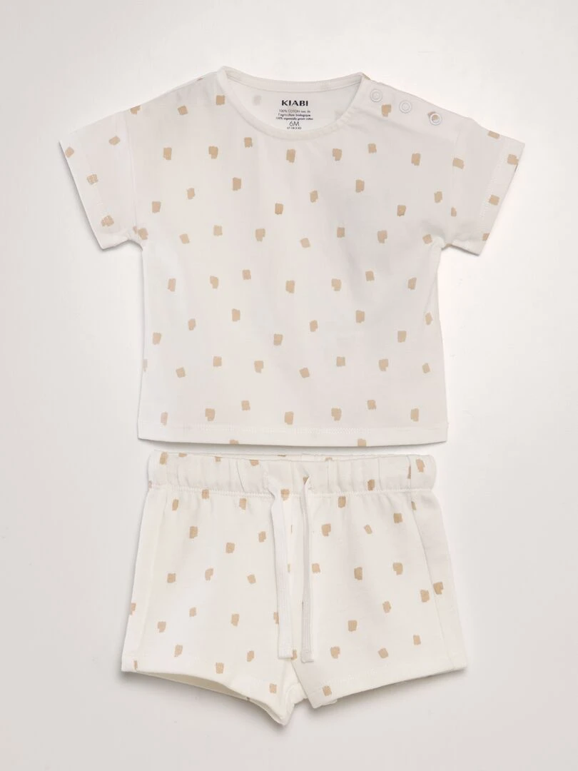 Ensemble t shirt + short 2 pièces Mixte Blanc