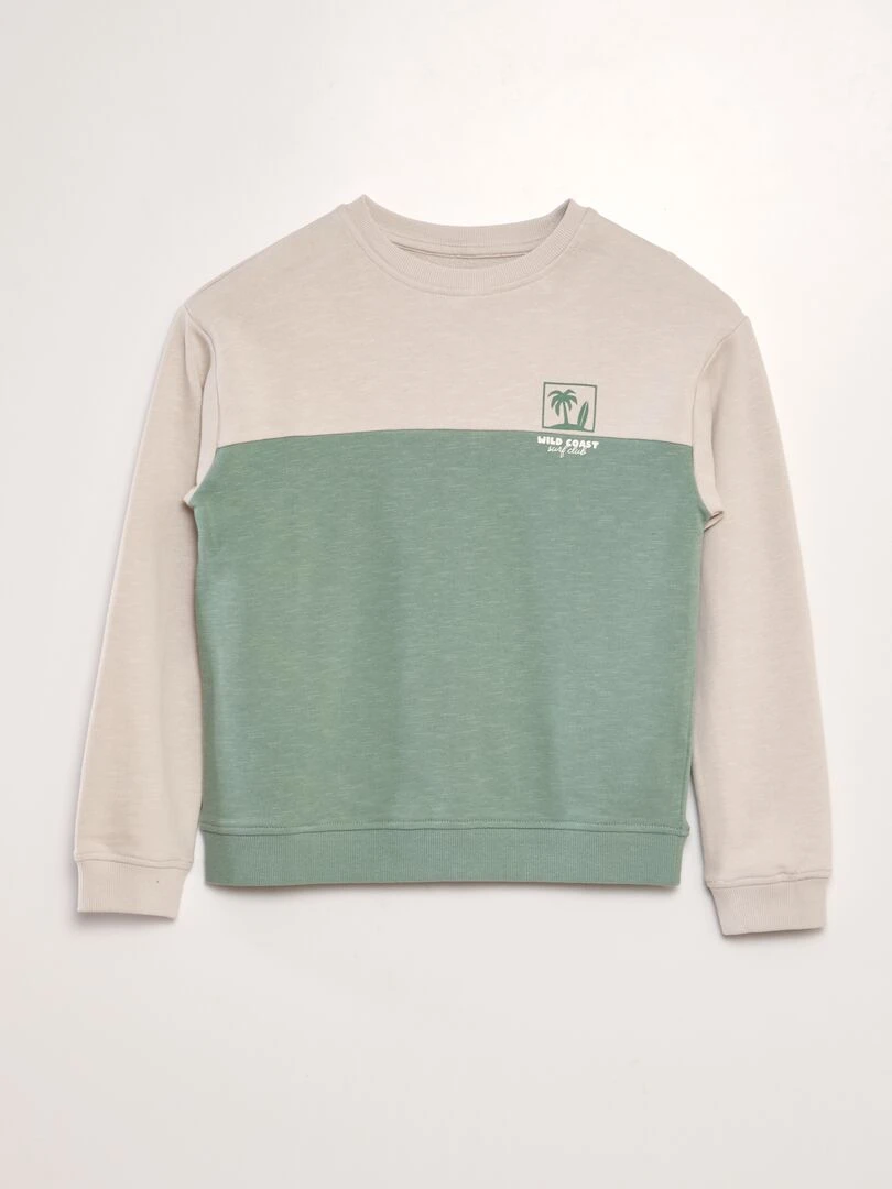 Sweat en french terry esprit color block Vert