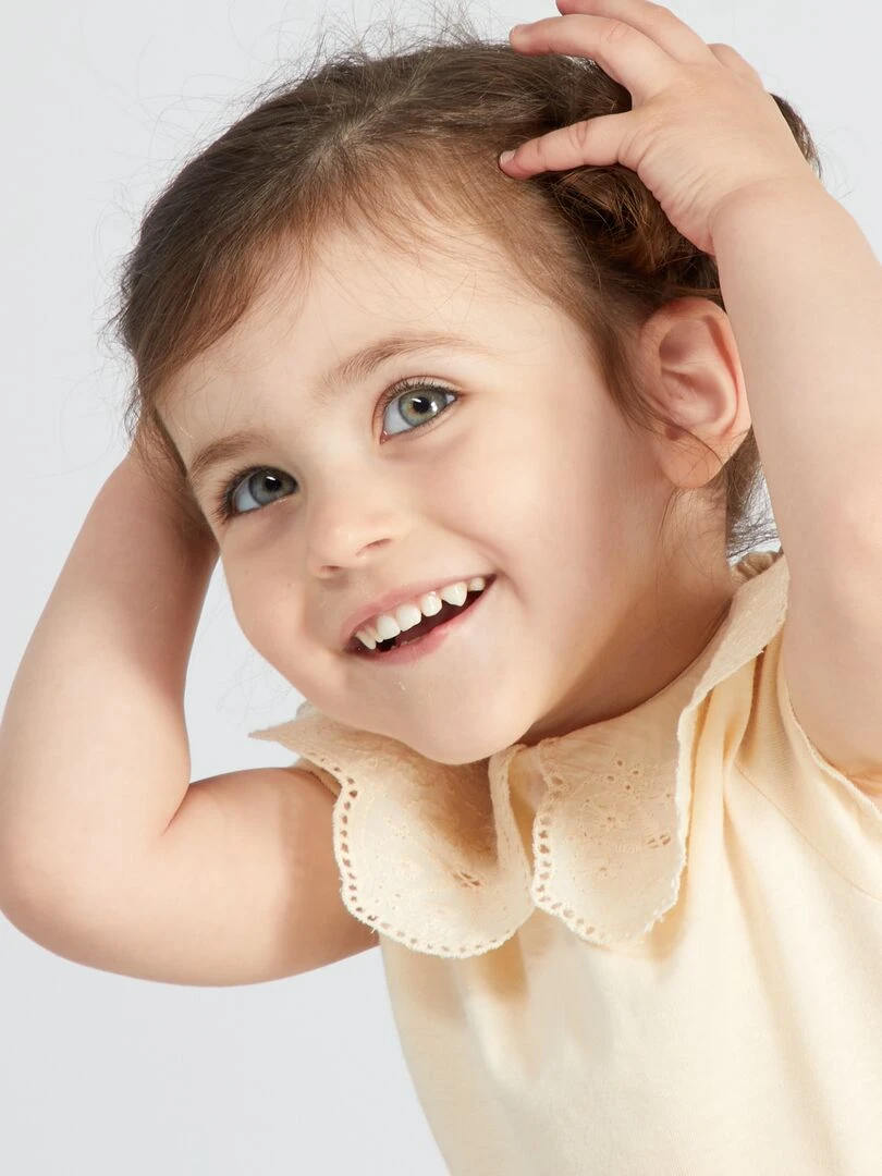 Tee shirt avec col claudine   Blanc