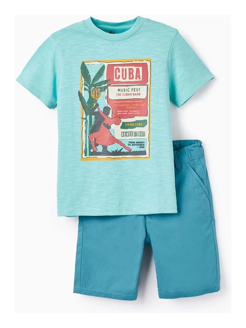 T Shirt + Shorts Pour Garçon 'Cuba' CUBA Bleu