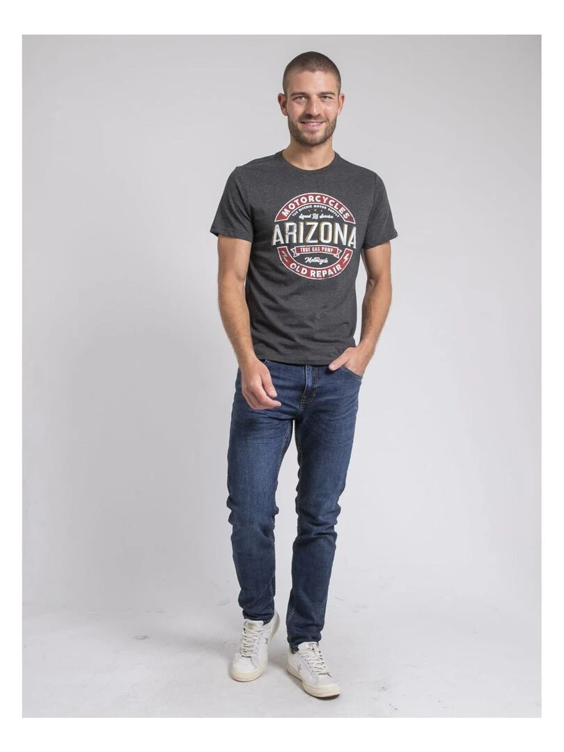 T shirt col rond pur coton JABUSTIN   Gris