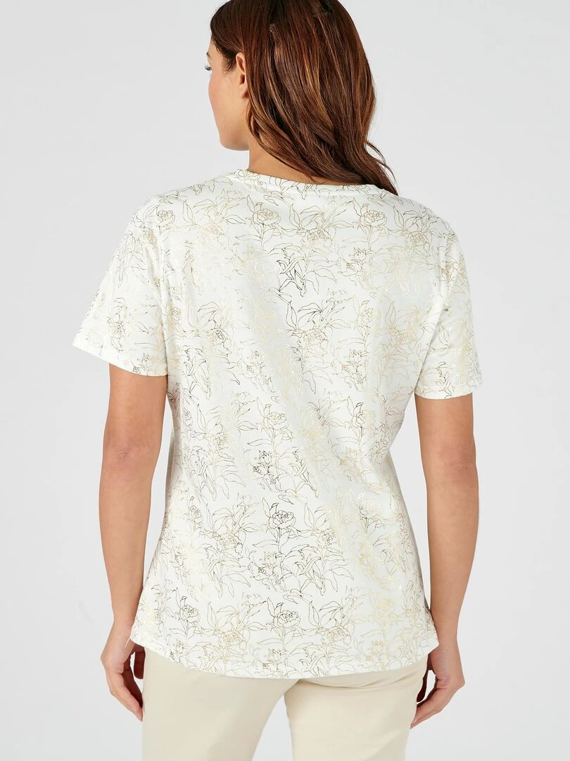 Tee shirt imprimé pur coton   Damart   Blanc cassé