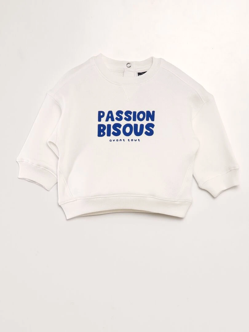 Sweat en french terry à message Blanc