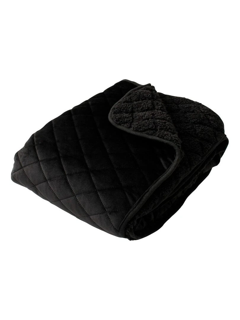 Plaid en velours et sherpa Noir