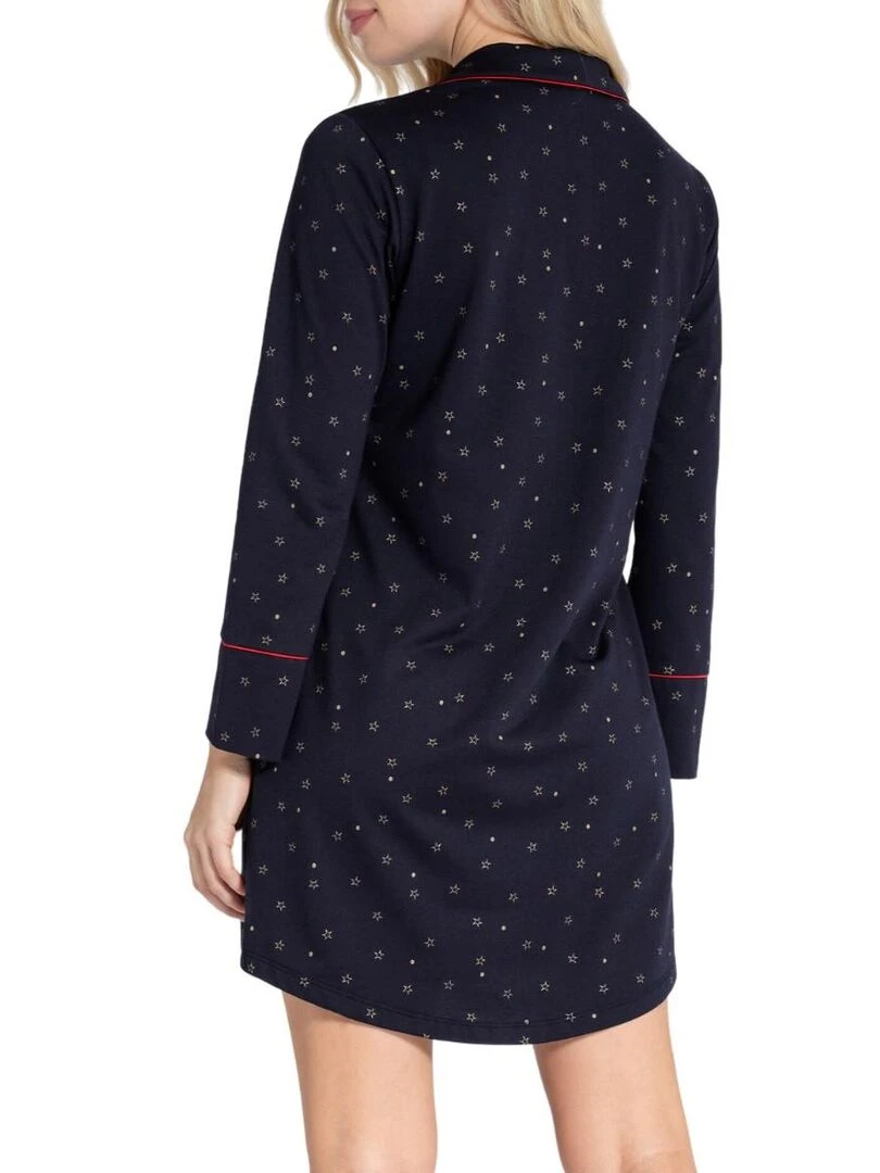 Chemise de nuit courte femme style chemise Masae Bleu