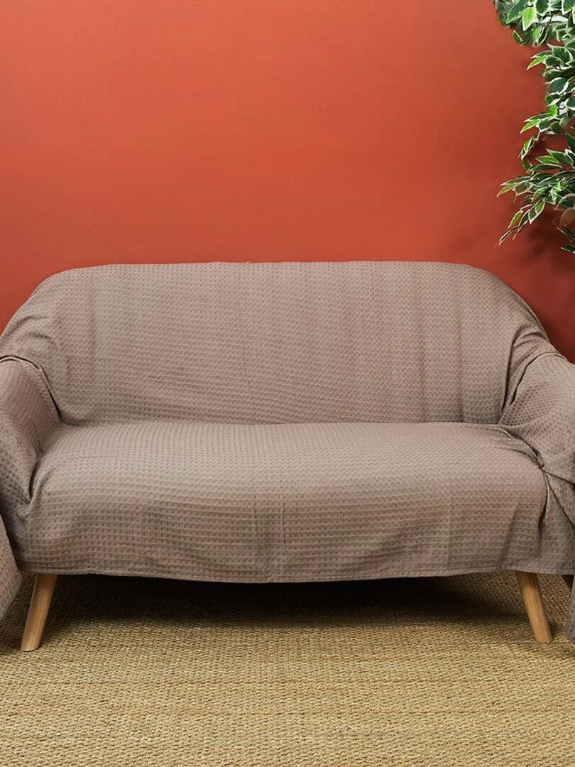 Jeté de canapé gaufré 170x250 cm taupe Beige