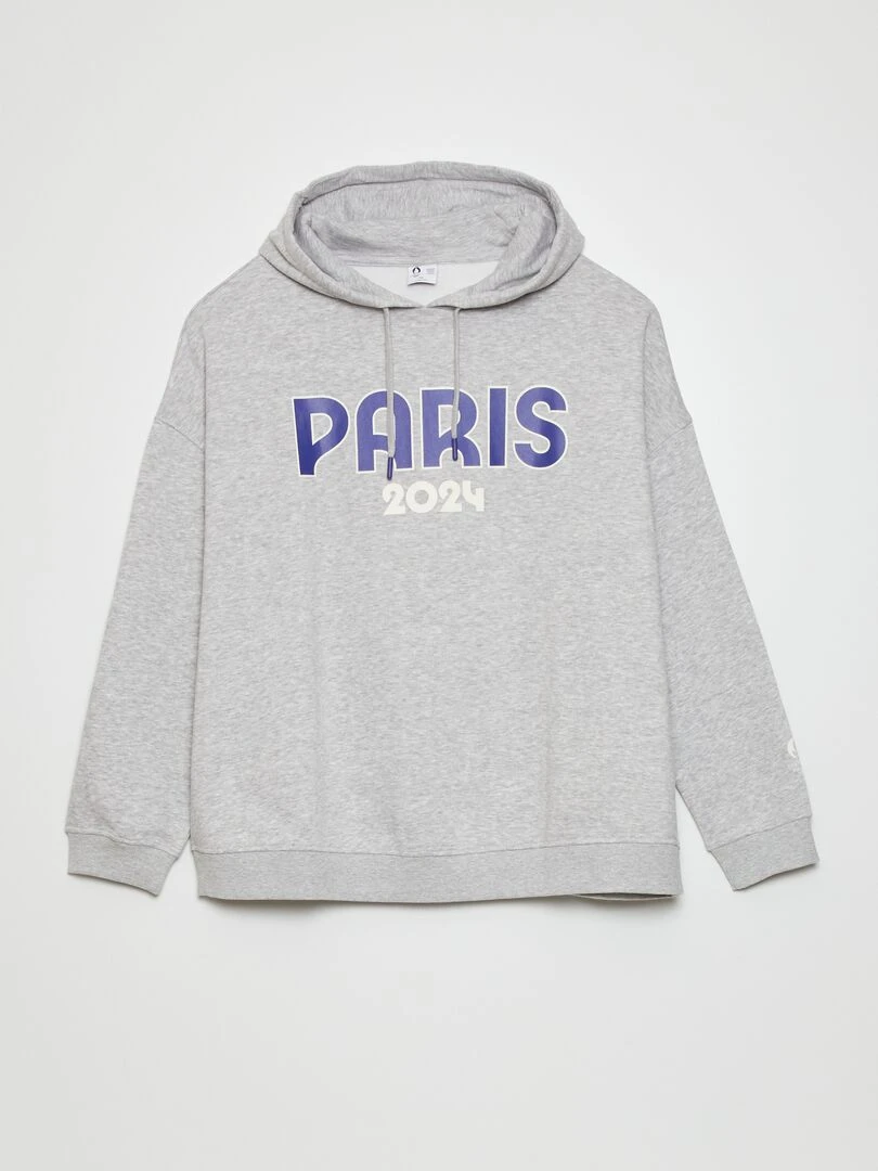 Sweat à capuche en en molleton Paris 2024 Gris
