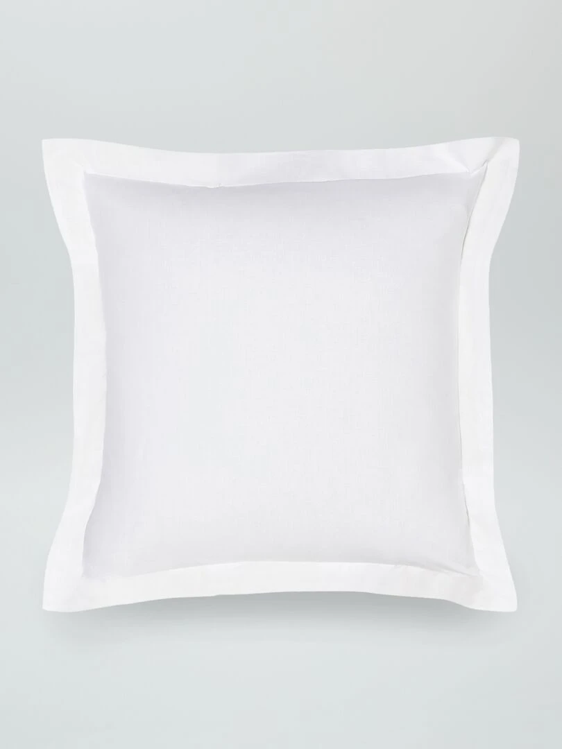 Taie d'oreiller uni en percale de coton   Blanc