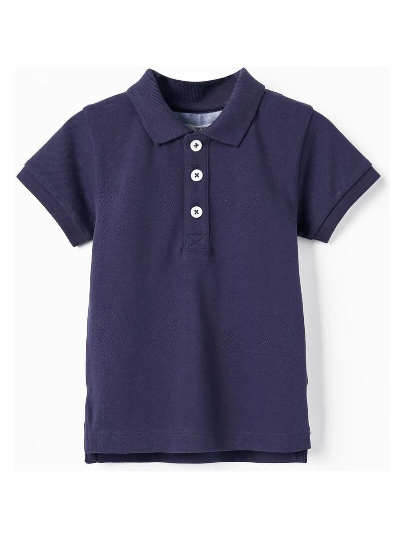 Polo à manches courtes en piqué de coton pour bébé garçon 'B&S' manches courtes BROTHERS&SISTERS Bleu foncé