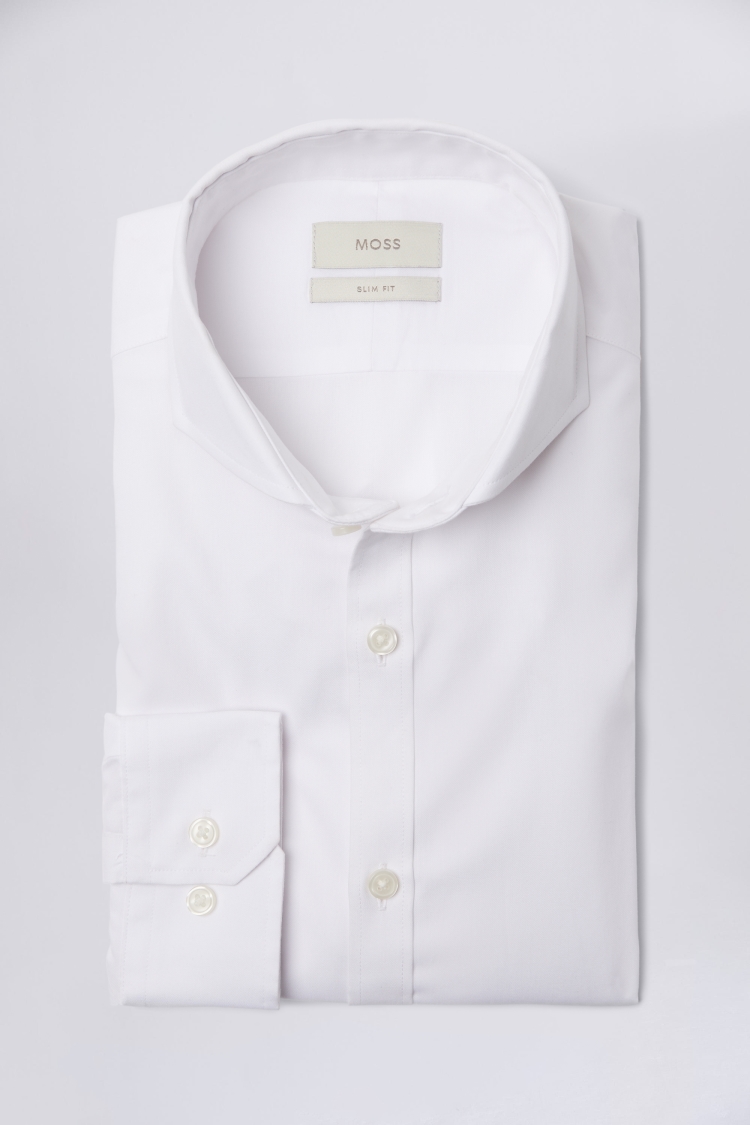 Slim Fit White Pinpoint Oxford Non-Iron Shirt   Buy Online at Moss