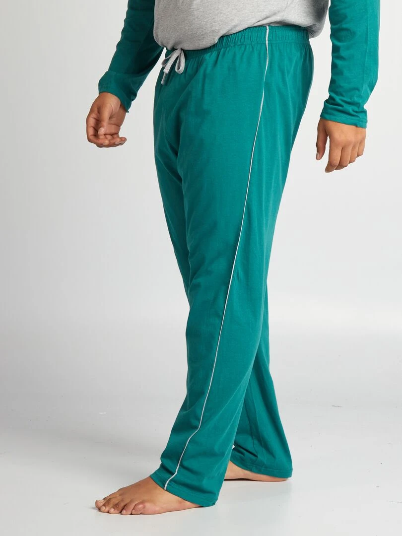 Pyjama court en jersey   Tee shirt + pantalon   2 pièces   vert/gris