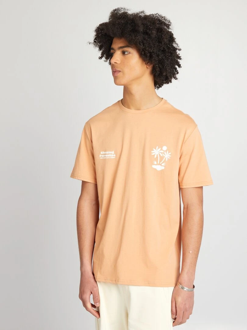T shirt en jersey à col rond Orange