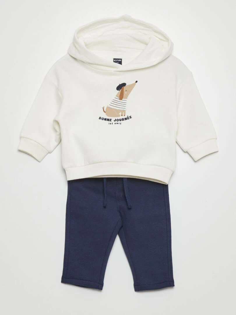 Ensemble Sweat + jogging 2 pièces Blanc/bleu