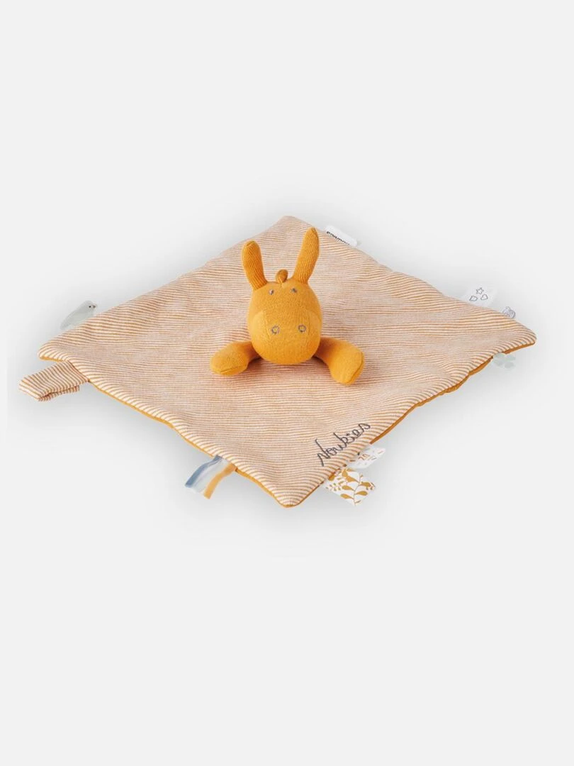 Doudou Plat Attache Sucette Iconiques Paco Ocre   Jaune