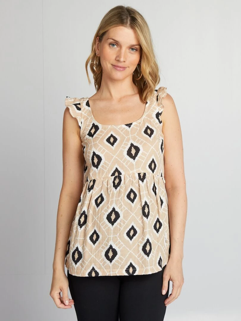 Blouse d'allaitement en gaze de coton   Beige