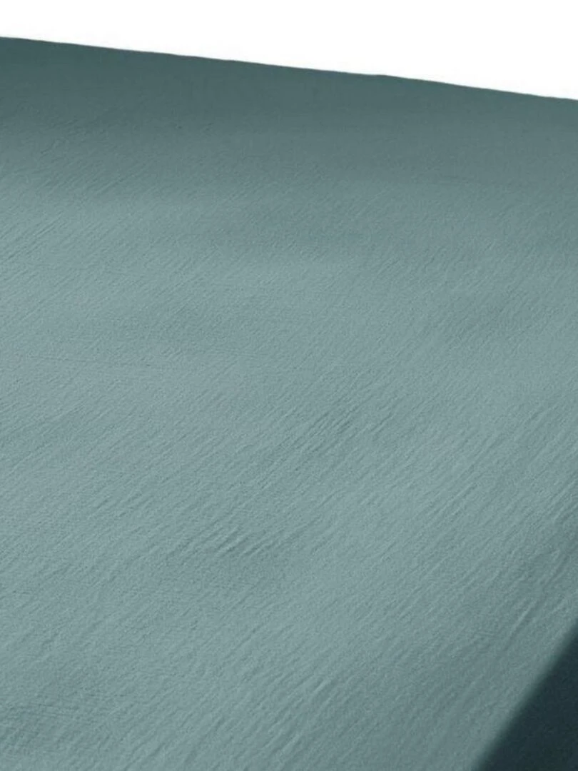 Drap housse 140x190 cm en Gaze de coton Gaïa Canard   Bleu canard