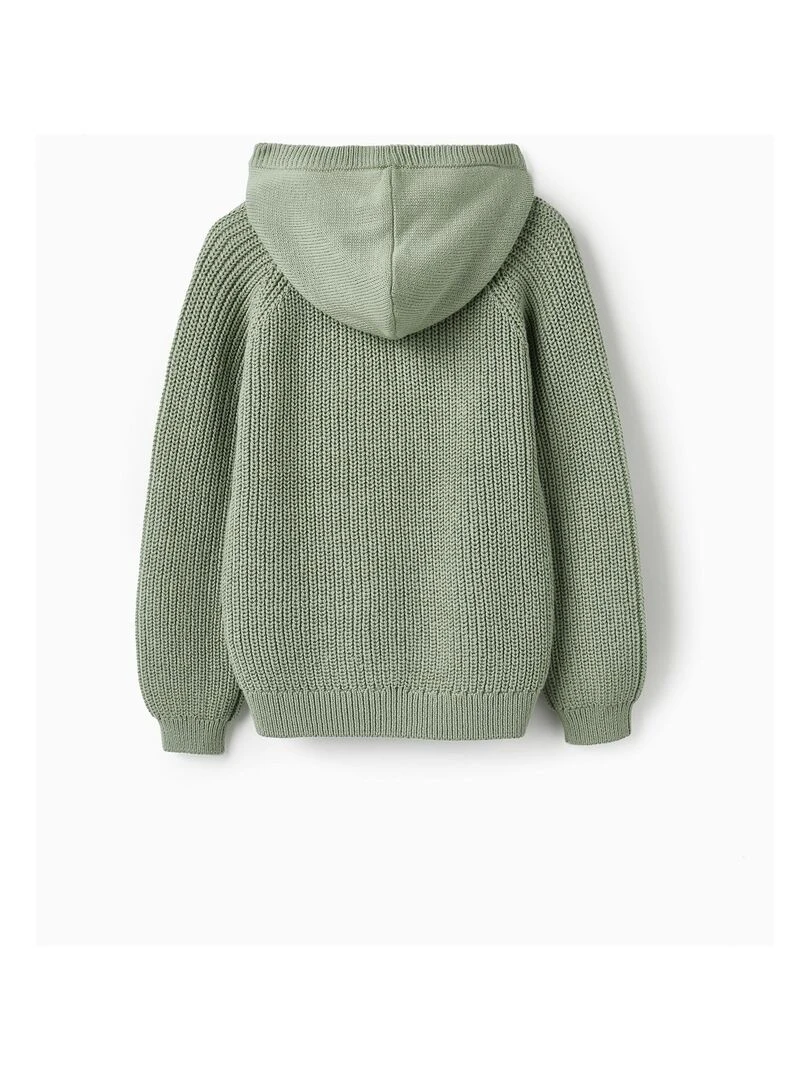 Pull en Maille Épaisse avec Capuche pour Garçon FLYING BIRDS Vert clair