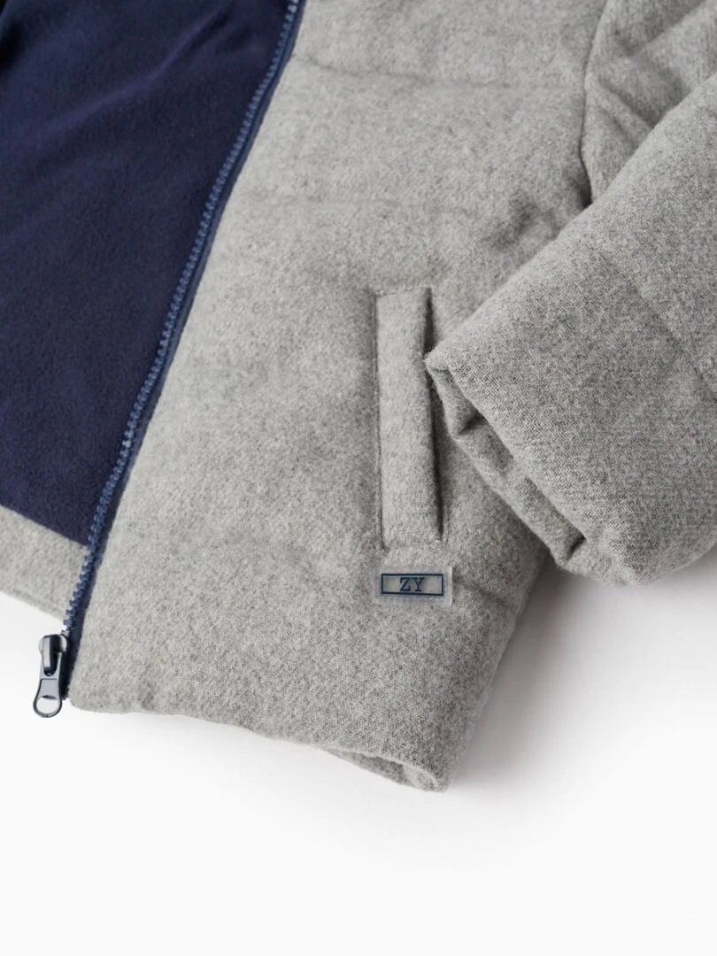 Manteau Matelassé avec Bébé Garçon   LITERATURE CLUB   Gris