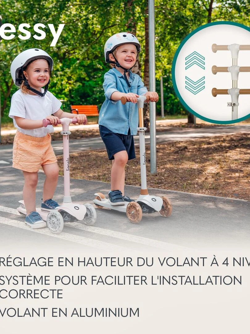 LIONELO Jessy   Trottinette d'Équilibre   3 Roues   Hauteur réglable   LED Roulement   Beige