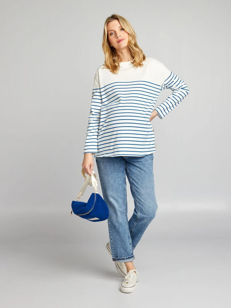 T shirt d'allaitement à rayures   Bleu /blanc