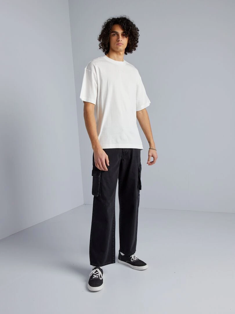 Pantalon denim wide leg à poches Gris anthracite