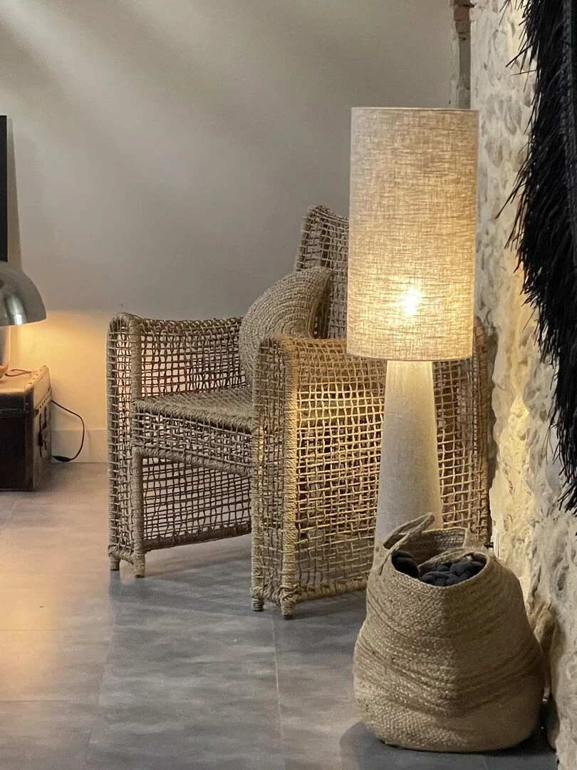 Lampadaire en lin épais   Beige