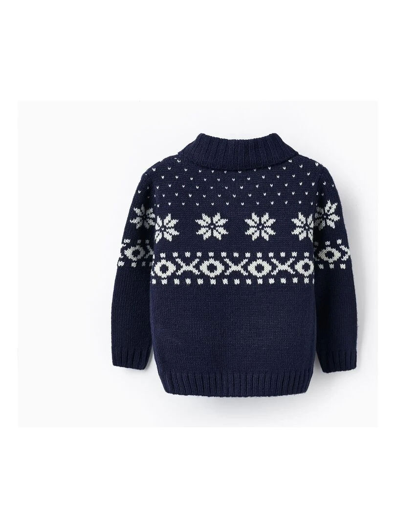 Pull en grosse maille à motif pour bébé garçon NOËL Bleu foncé