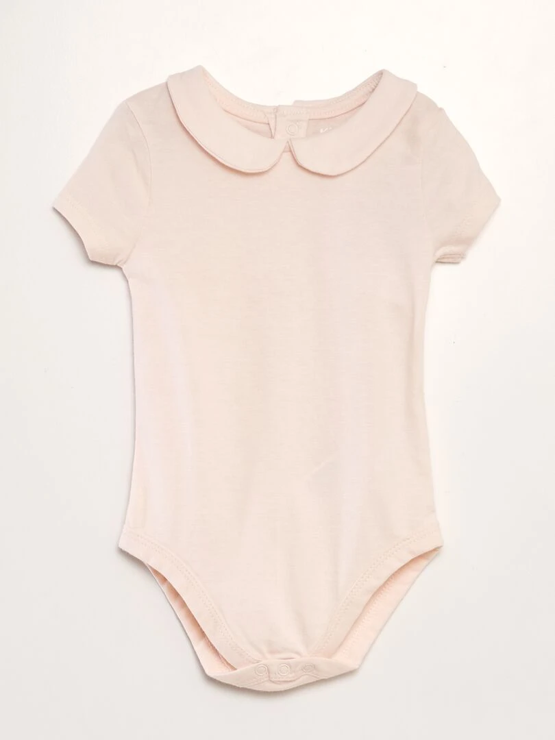 Body à col claudine en coton Rose