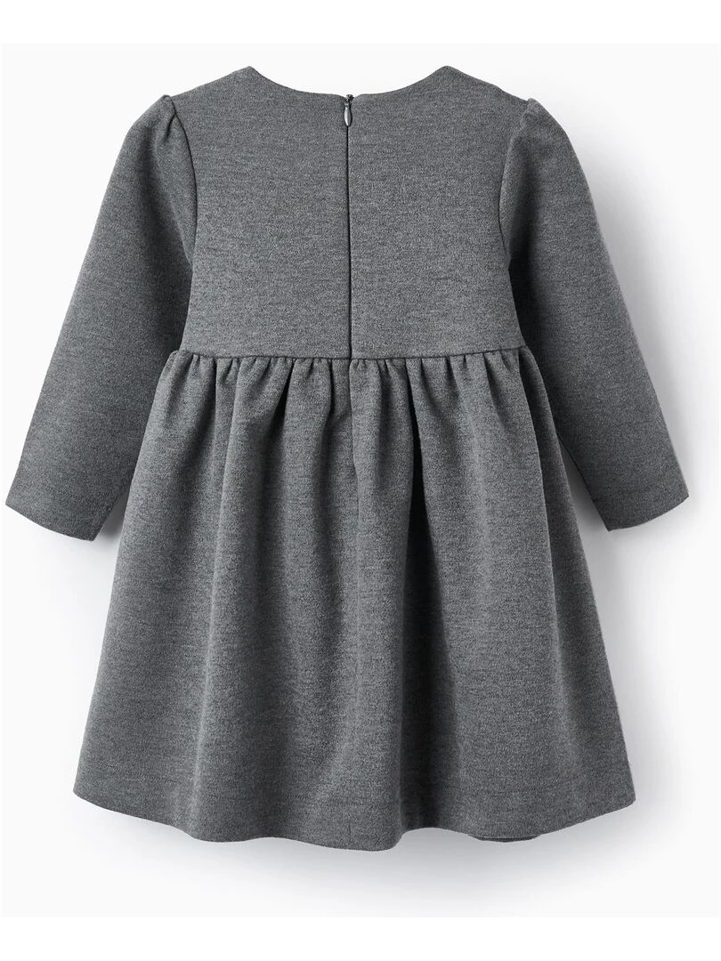 Robe en maille interlock pour bébé fille manches longues  LITERATURE CLUB   Gris
