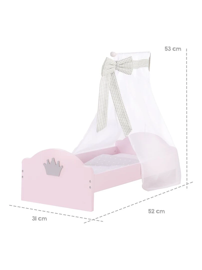 ROBA Lit de Poupée en Bois "Princess Sophie"   Inclus Textile   Rose/Gris   N/A