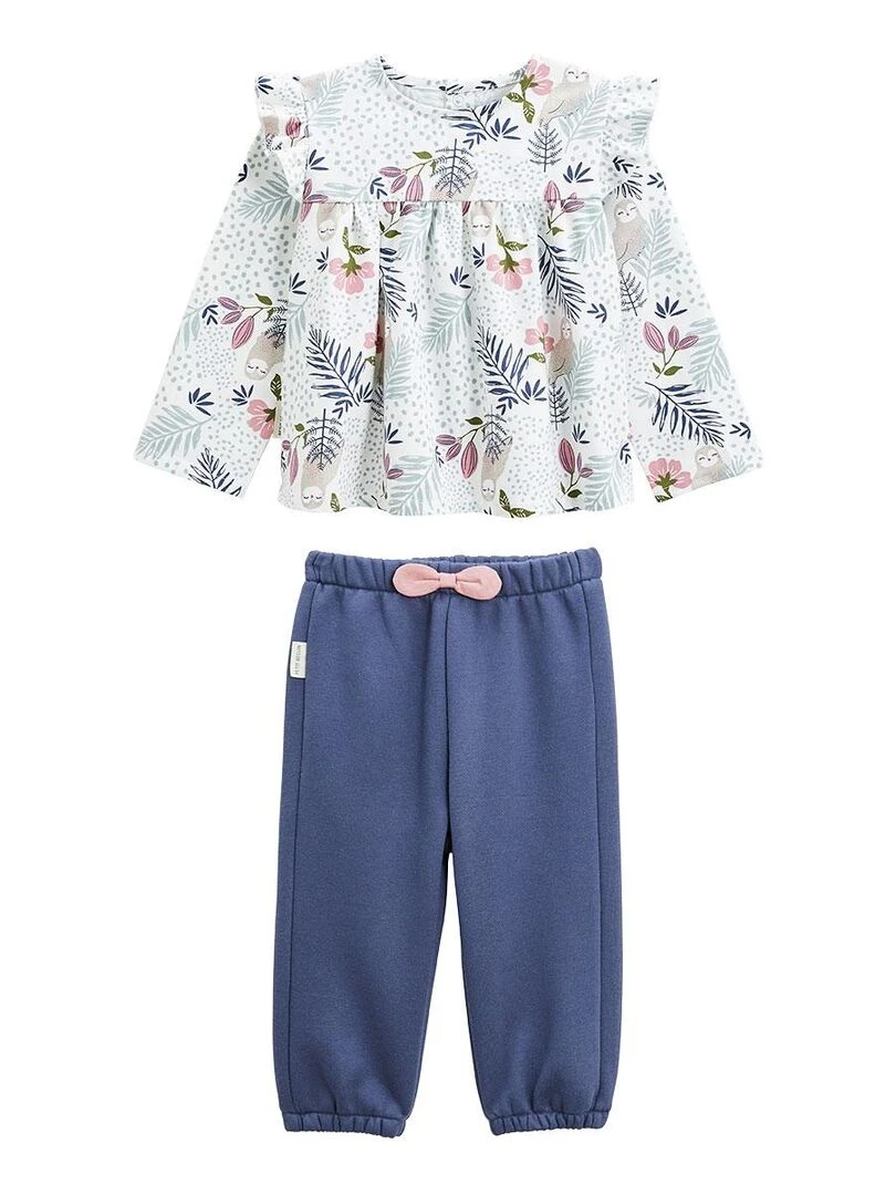 Ensemble bébé blouse et pantalon en molleton Naya Bleu