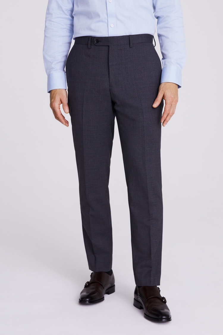 Italian Slim Fit Navy Hopsack Trousers   Buy Online at Moss