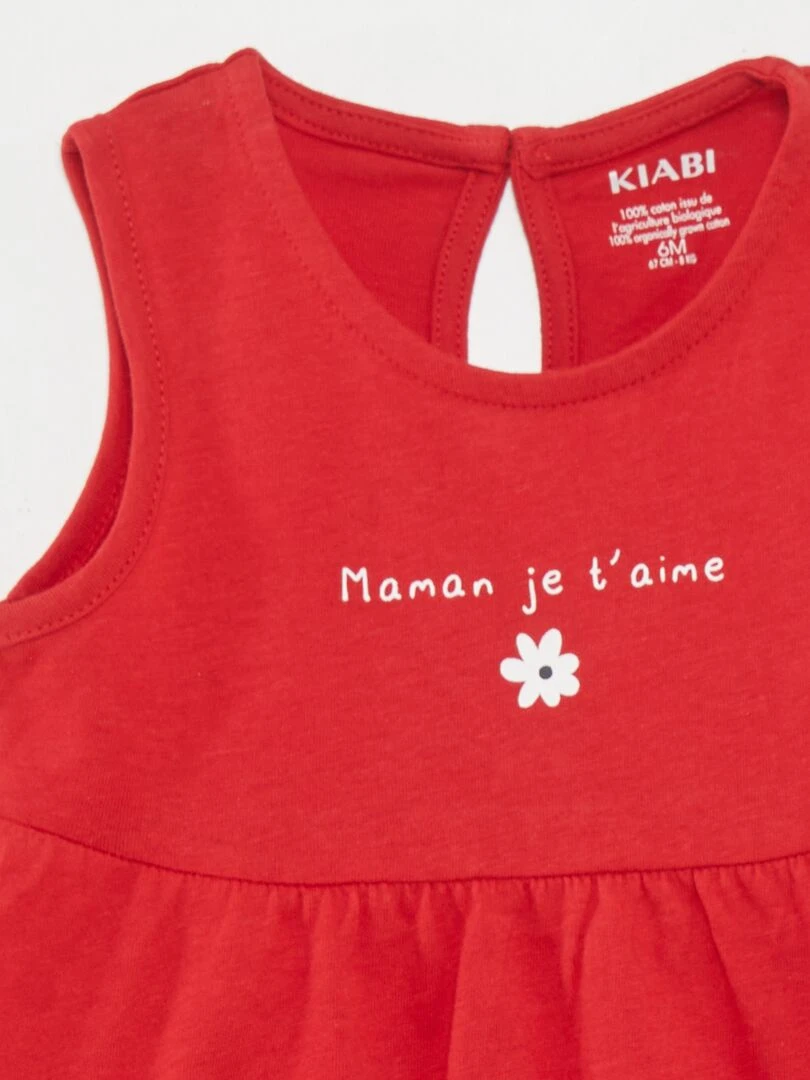 Robe sans manches à motif   Rouge