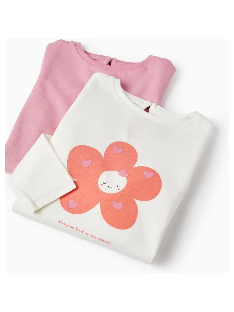 Pack 2 T shirts à manches longues pour bébé fille manches courtes THE WAVE TRIBE   Beige clair