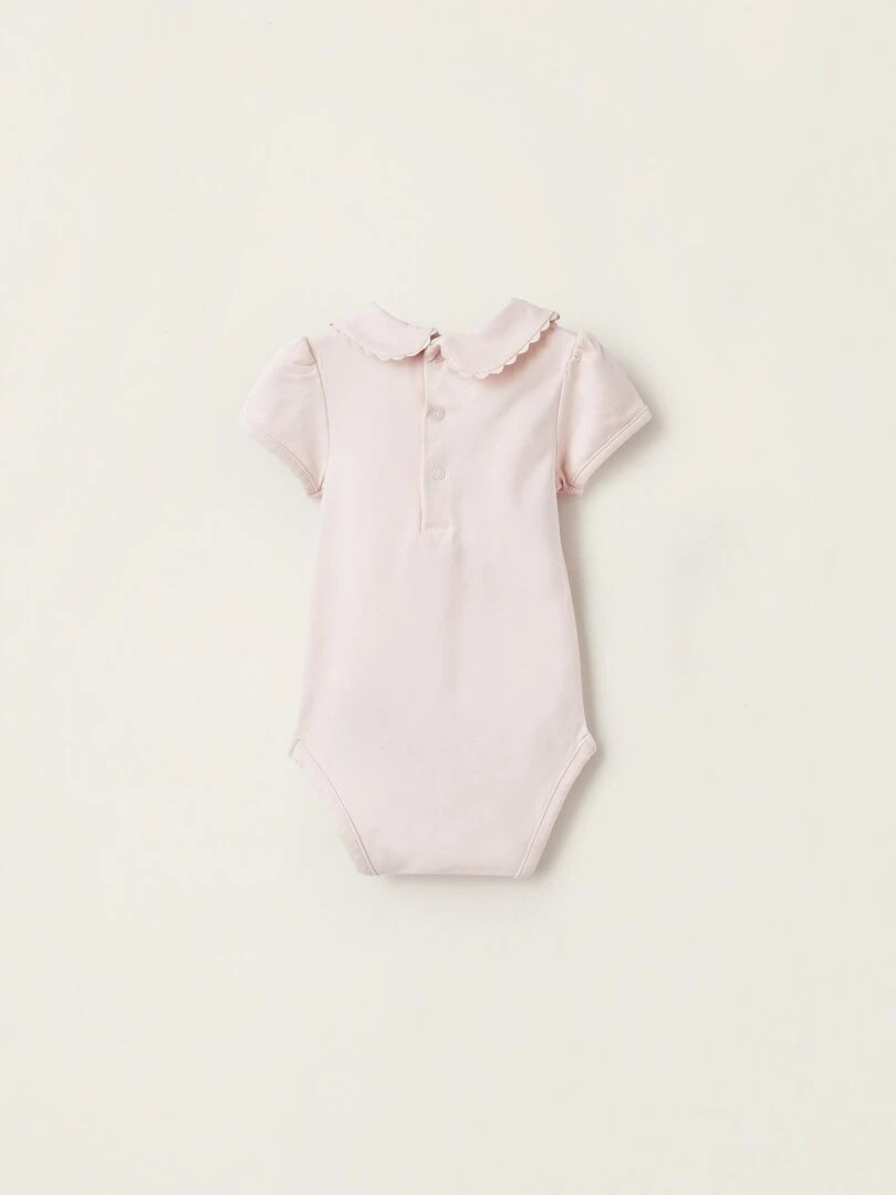 Body à manches courtes en coton pour nouveau né manches courtes ATLANTIC COMPANY Rose clair