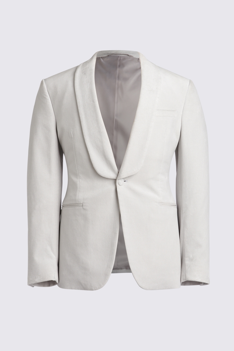 Slim Fit Light Grey Velvet Jacket    Buy Online at Moss