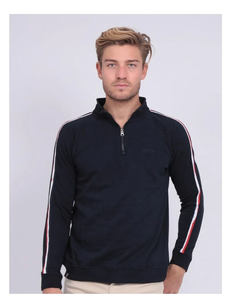 Sweat col montant zippé WOLOF Bleu marine
