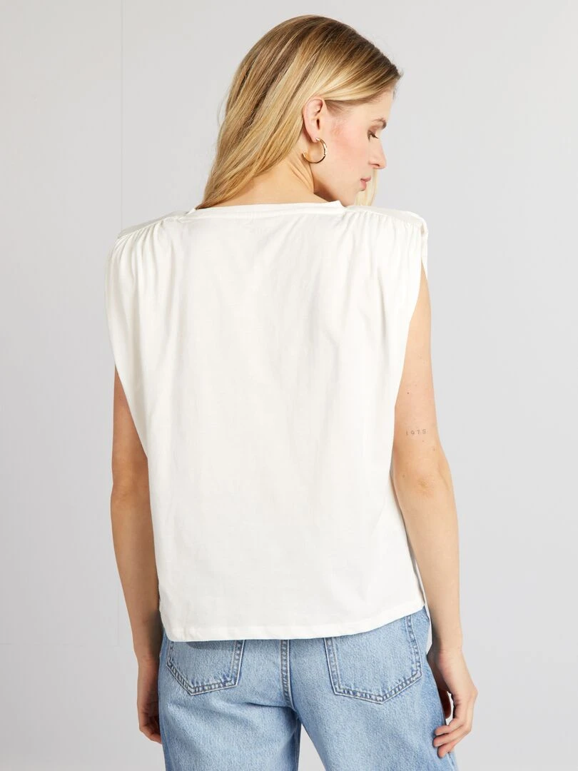 Tee shirt sans manches avec épaulettes   Blanc