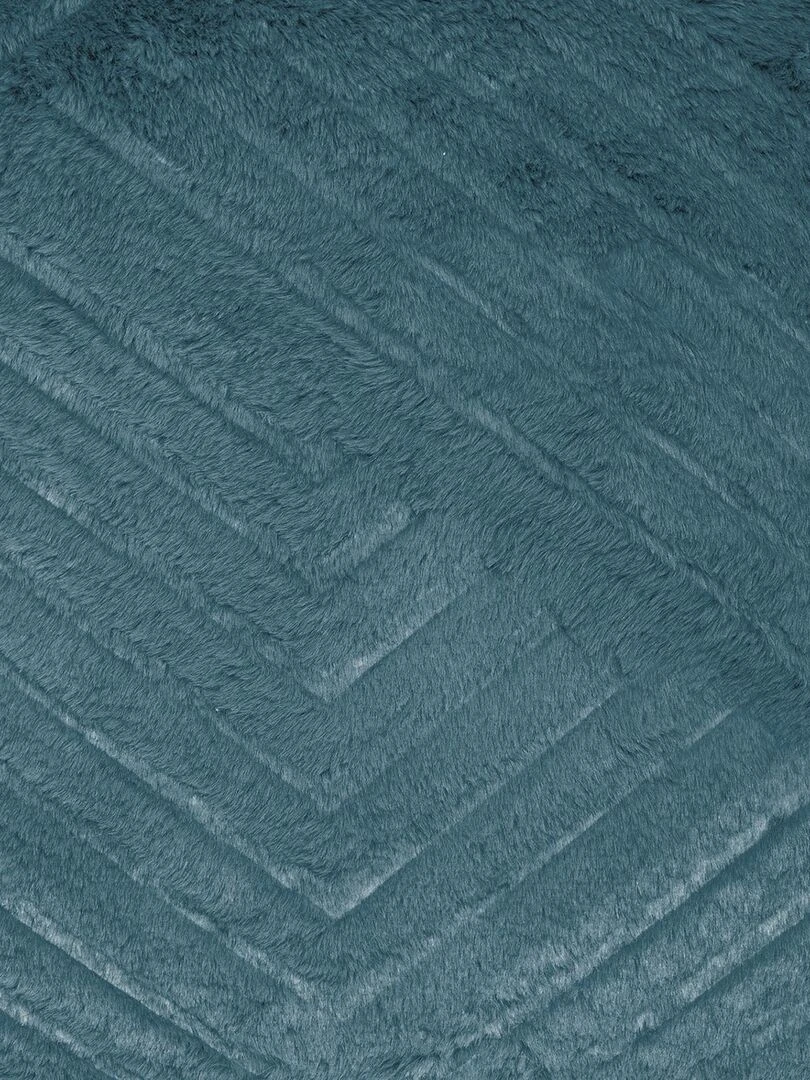 Coussin déhoussable    Effet imitation fourrure   Bleu canard