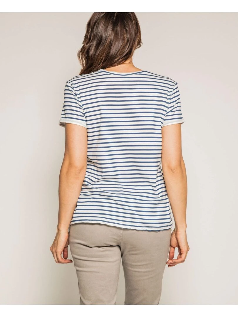 T shirt marinière col rond FORET   Bleu