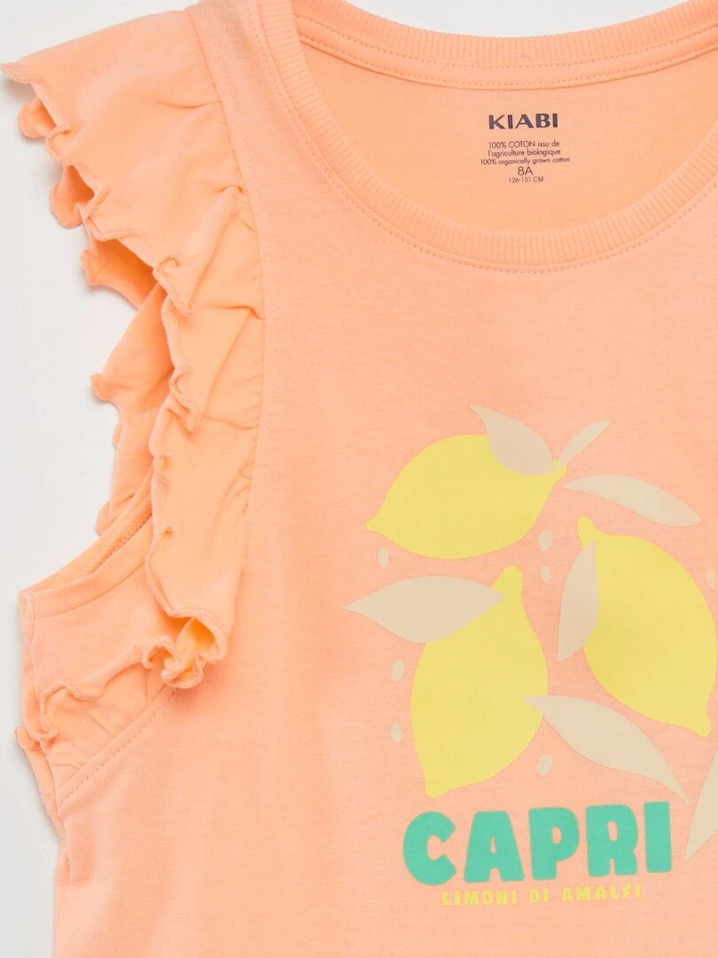 Robe en jersey avec manches volantées   Grafik Edition   Orange