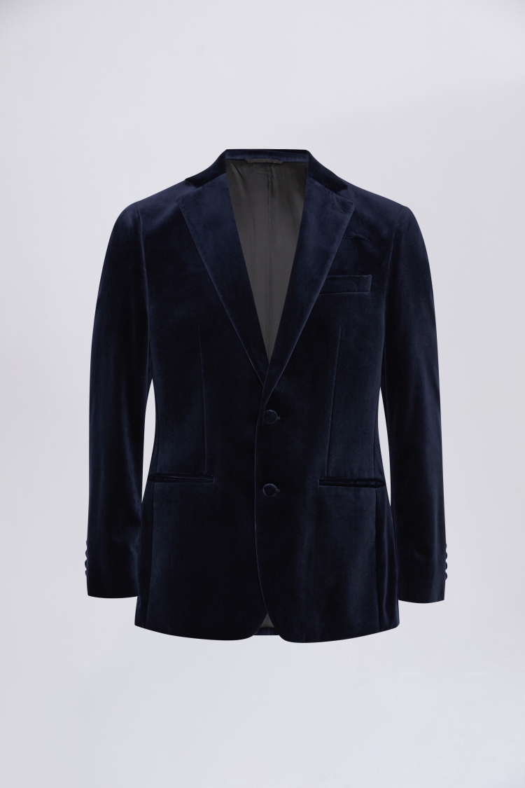 Regular Fit Blue Velvet Jacket   Buy Online at Moss